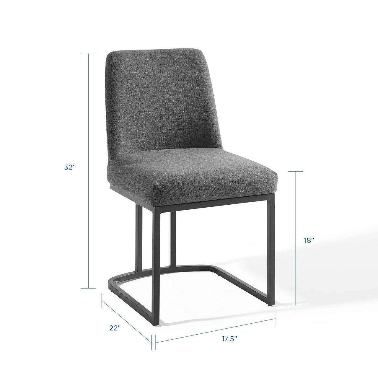Auralis Fabric Dining Chair, Black & Charcoal