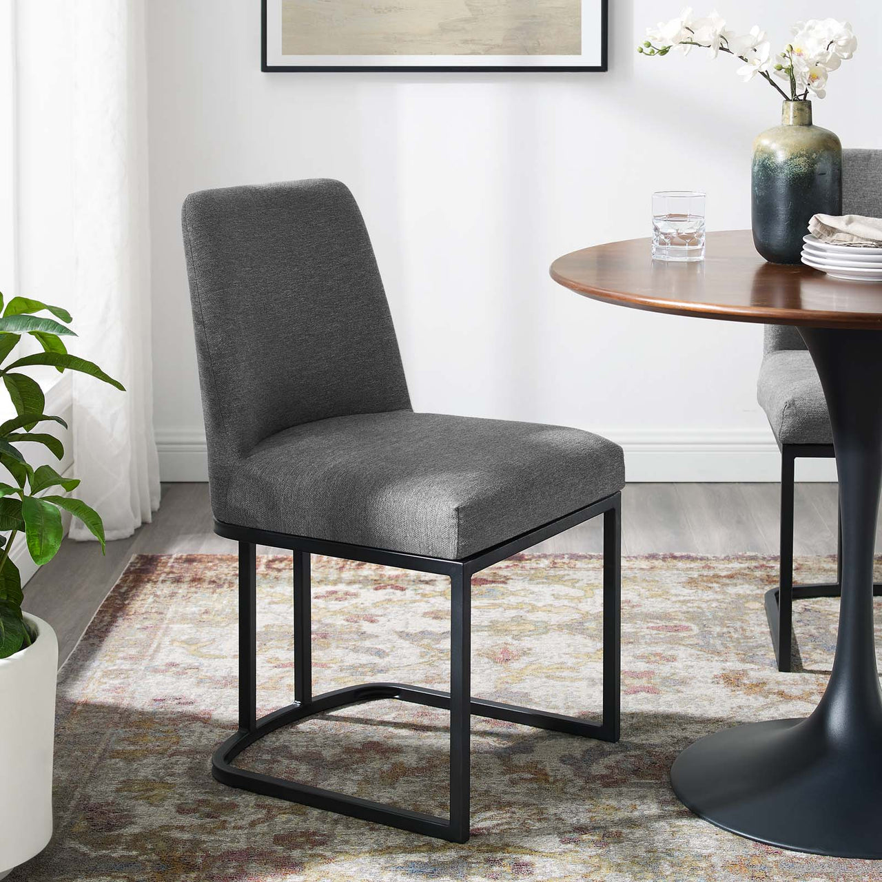 Auralis Fabric Dining Chair, Black & Charcoal