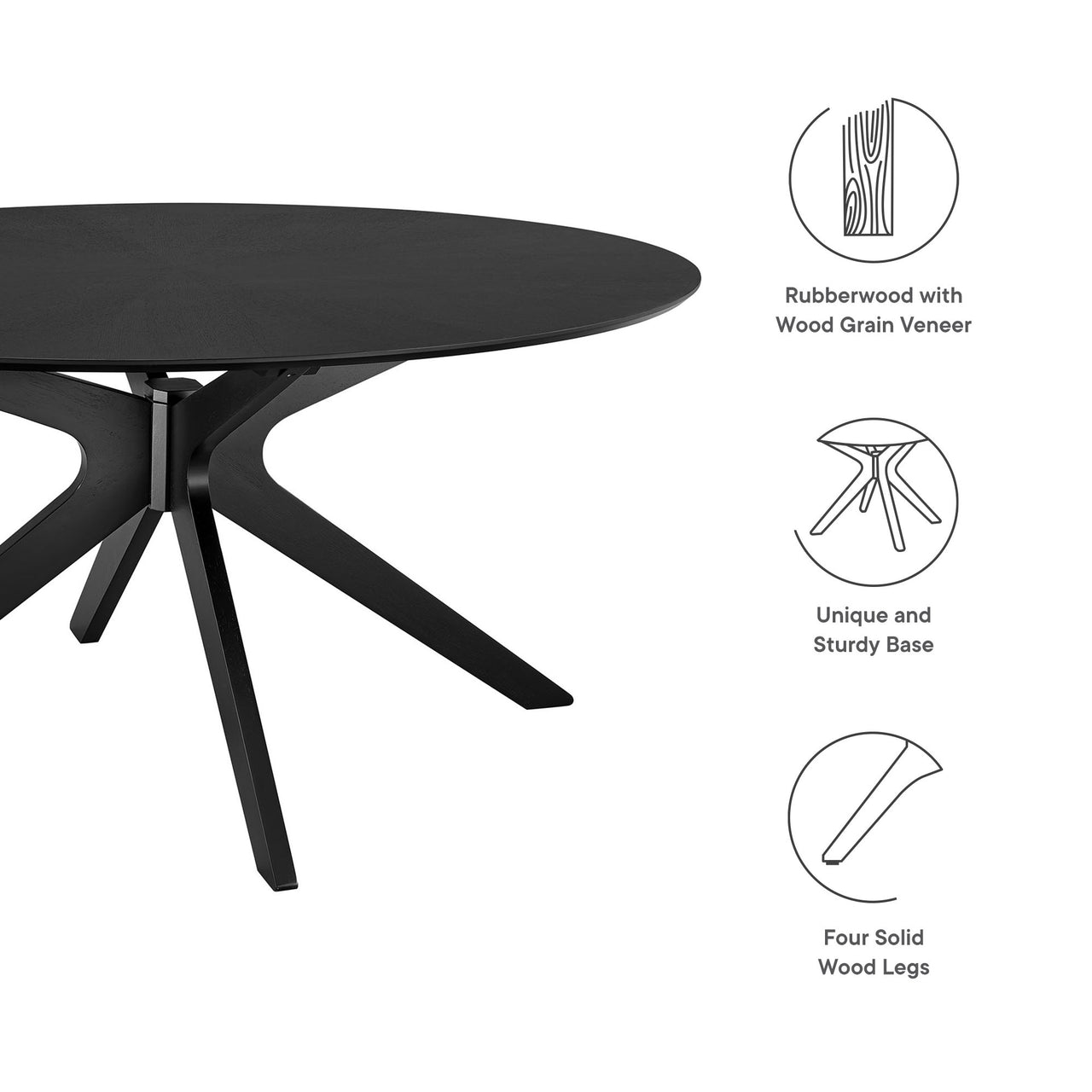 Nexus Oblong Dining Table, Small, Black