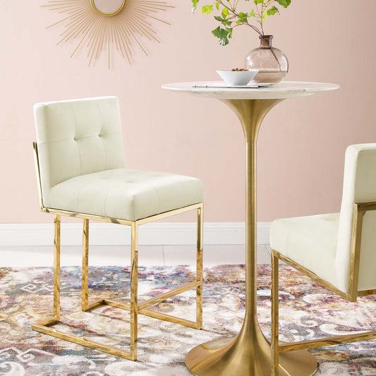 Circuit Upholstered Velvet Counter Stool, Ivory