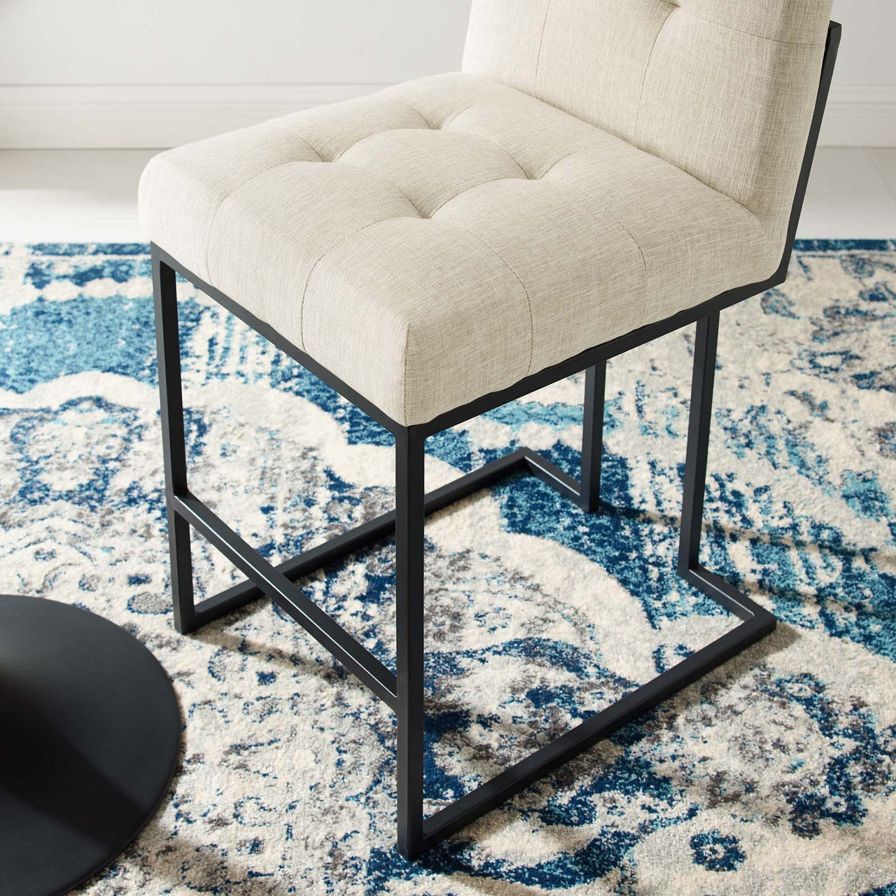 Circuit Upholstered Counter Stool, Black & Beige