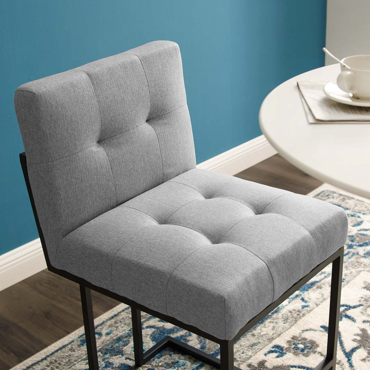 Circuit Upholstered Counter Stool, Black & Light Gray