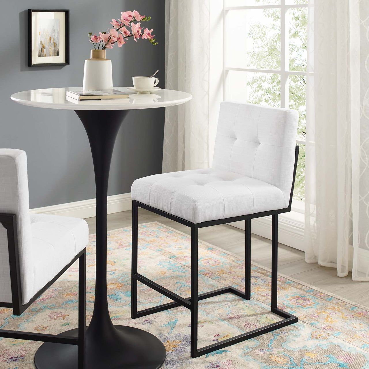 Circuit Upholstered Counter Stool, Black & White
