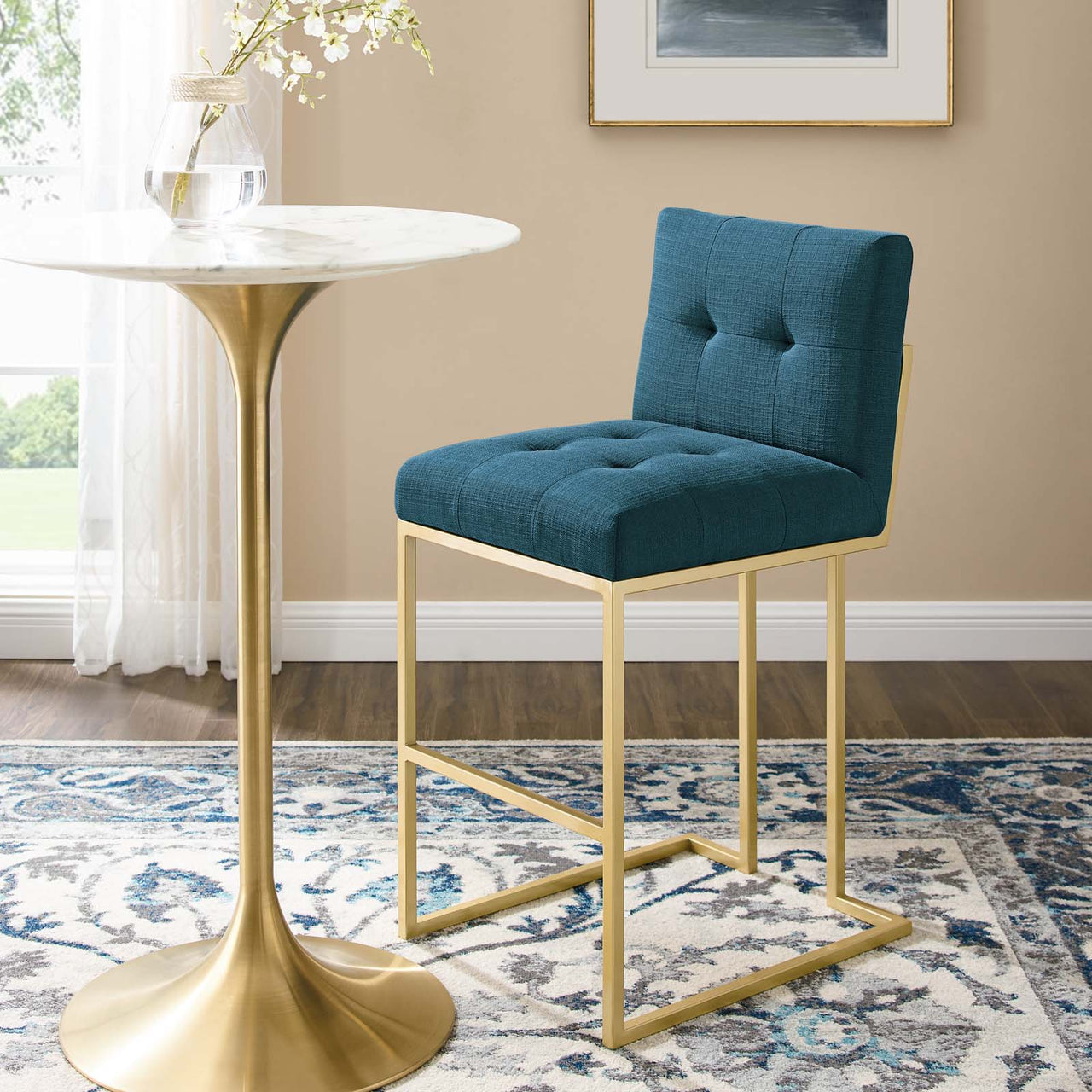 Circuit Upholstered Bar Stool, Azure