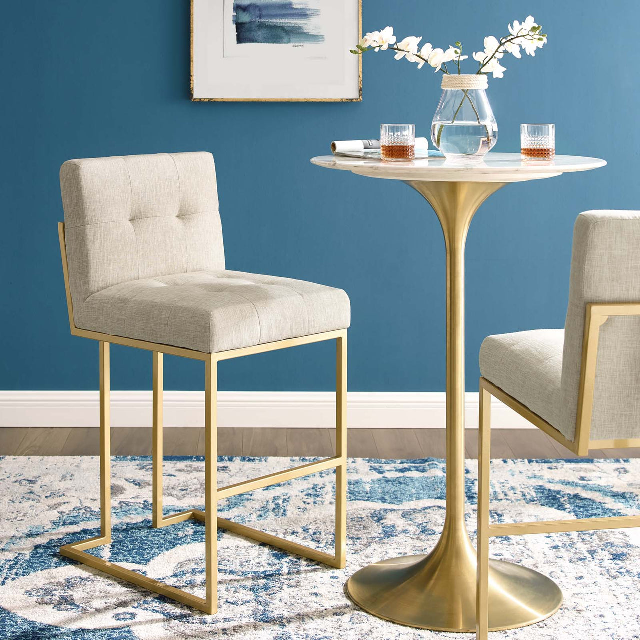 Circuit Upholstered Bar Stool, Beige
