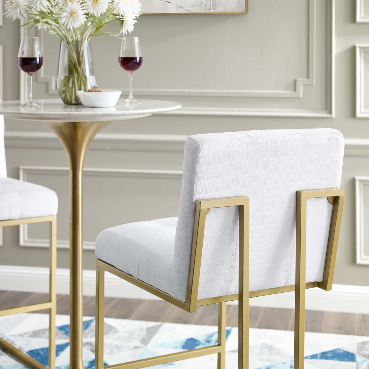 Circuit Upholstered Bar Stool, White