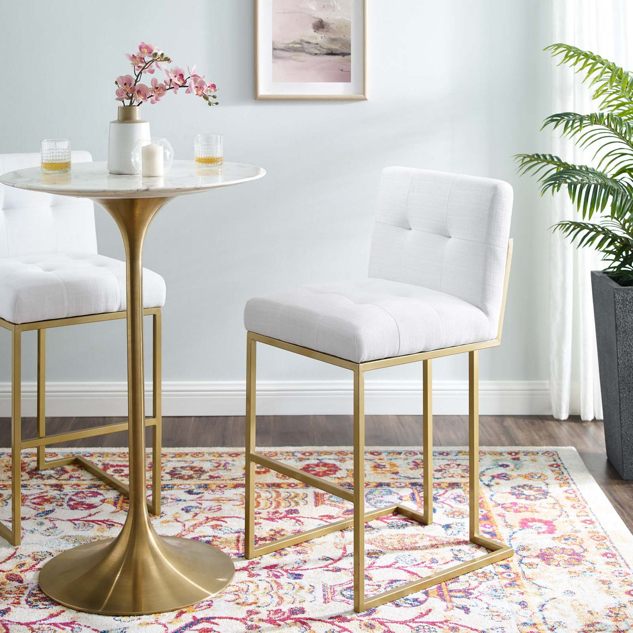 Circuit Upholstered Bar Stool, White