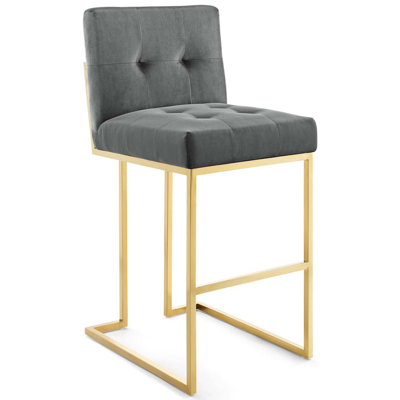 Circuit Upholstered Velvet Bar Stool, Charcoal