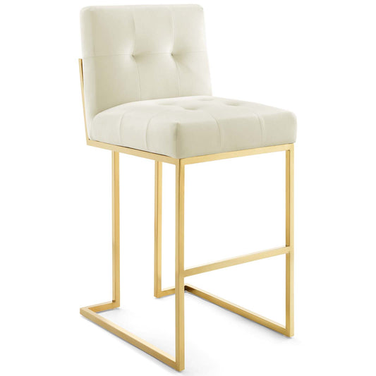 Circuit Upholstered Velvet Bar Stool, Ivory