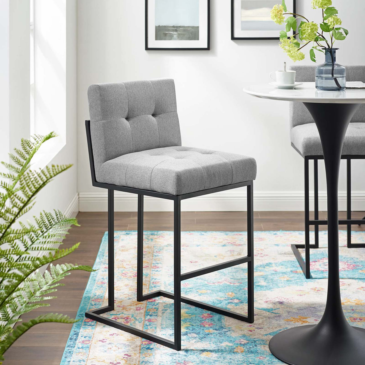 Circuit Upholstered Bar Stool, Black & Light Gray
