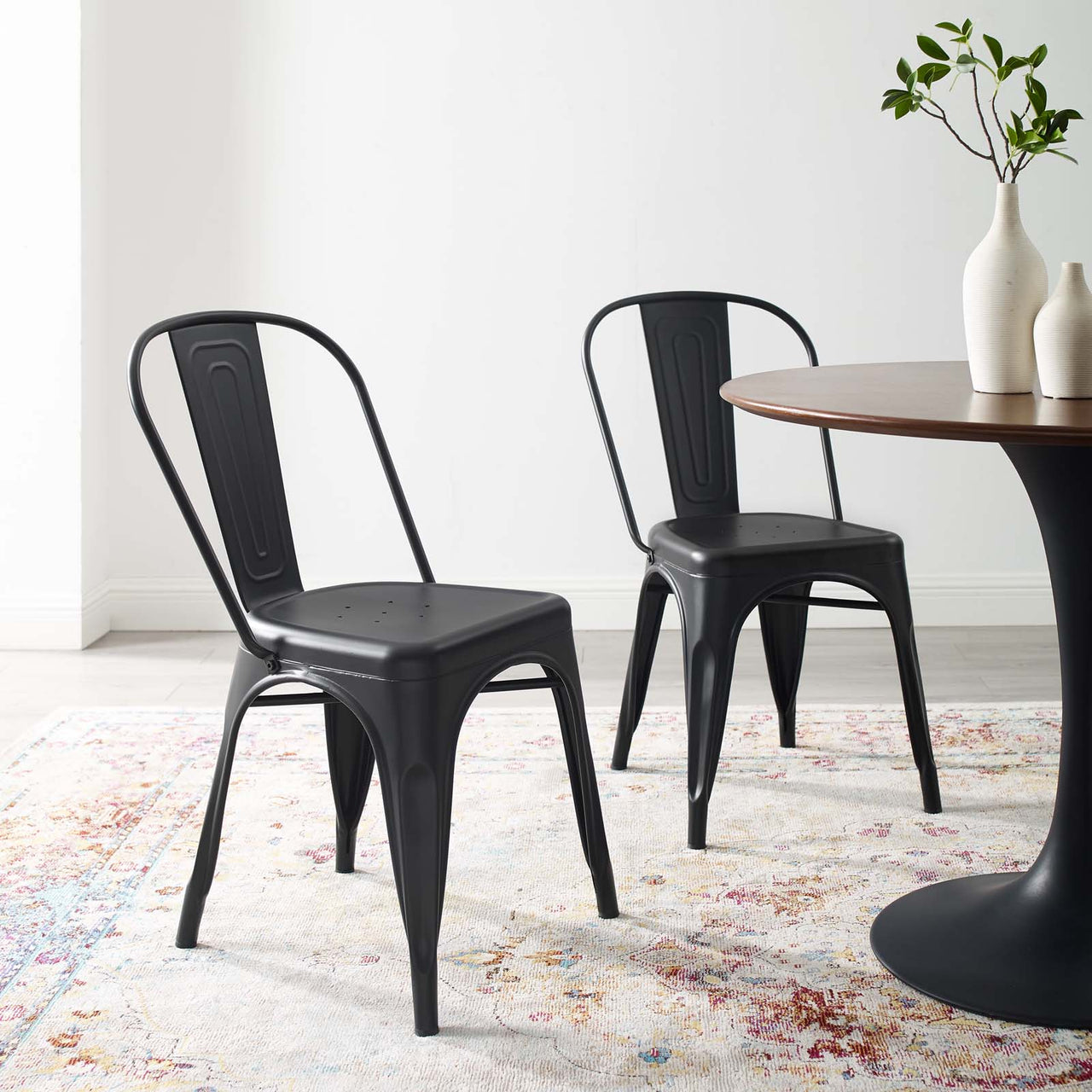 Vintage Flair Bistro Dining Chair Set of 2, Black