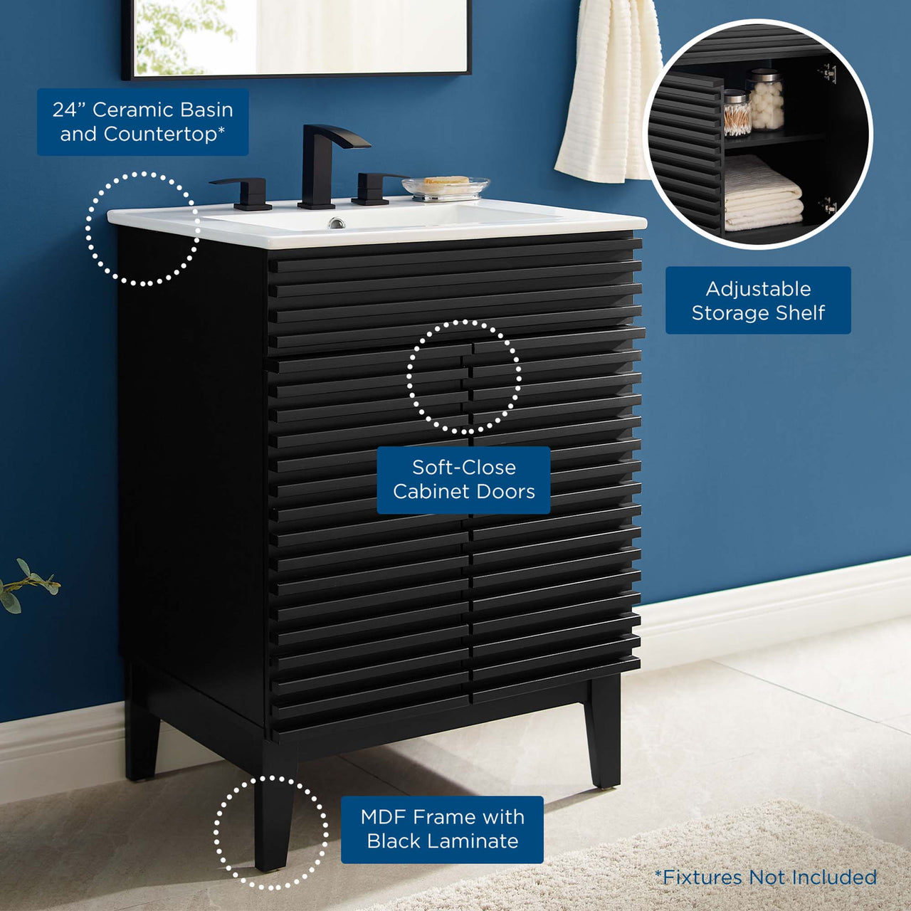 Ventra Vanity Unit, Small, Black & White