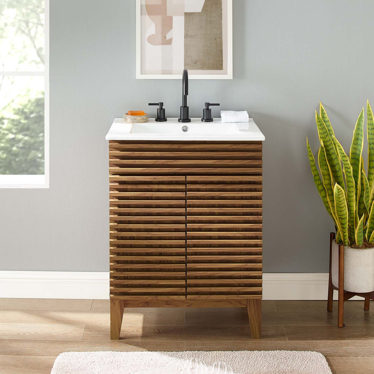 Ventra Vanity Unit, Small, Walnut & White