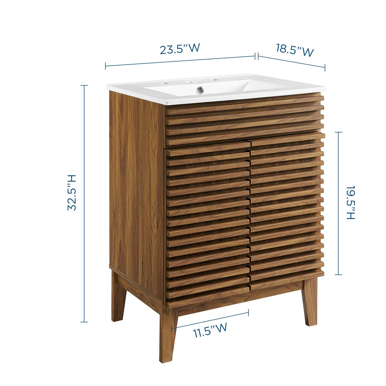 Ventra Vanity Unit, Small, Walnut & White