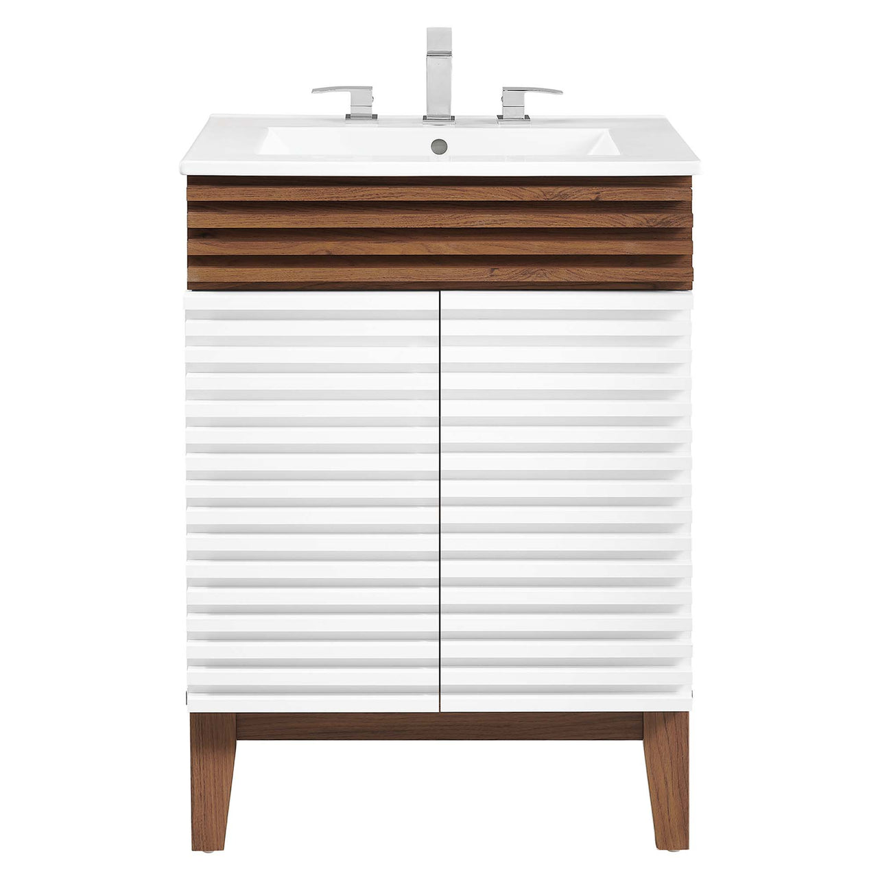 Ventra Vanity Unit, Small, Walnut & White