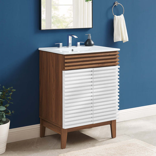 Ventra Vanity Unit, Small, Walnut & White