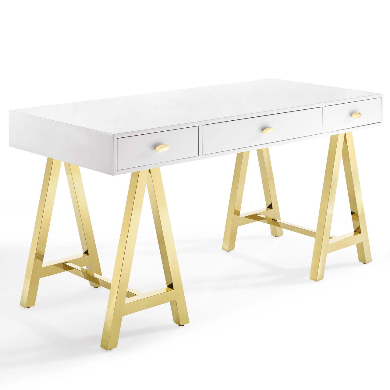 Avaleen Desk, Gold & White