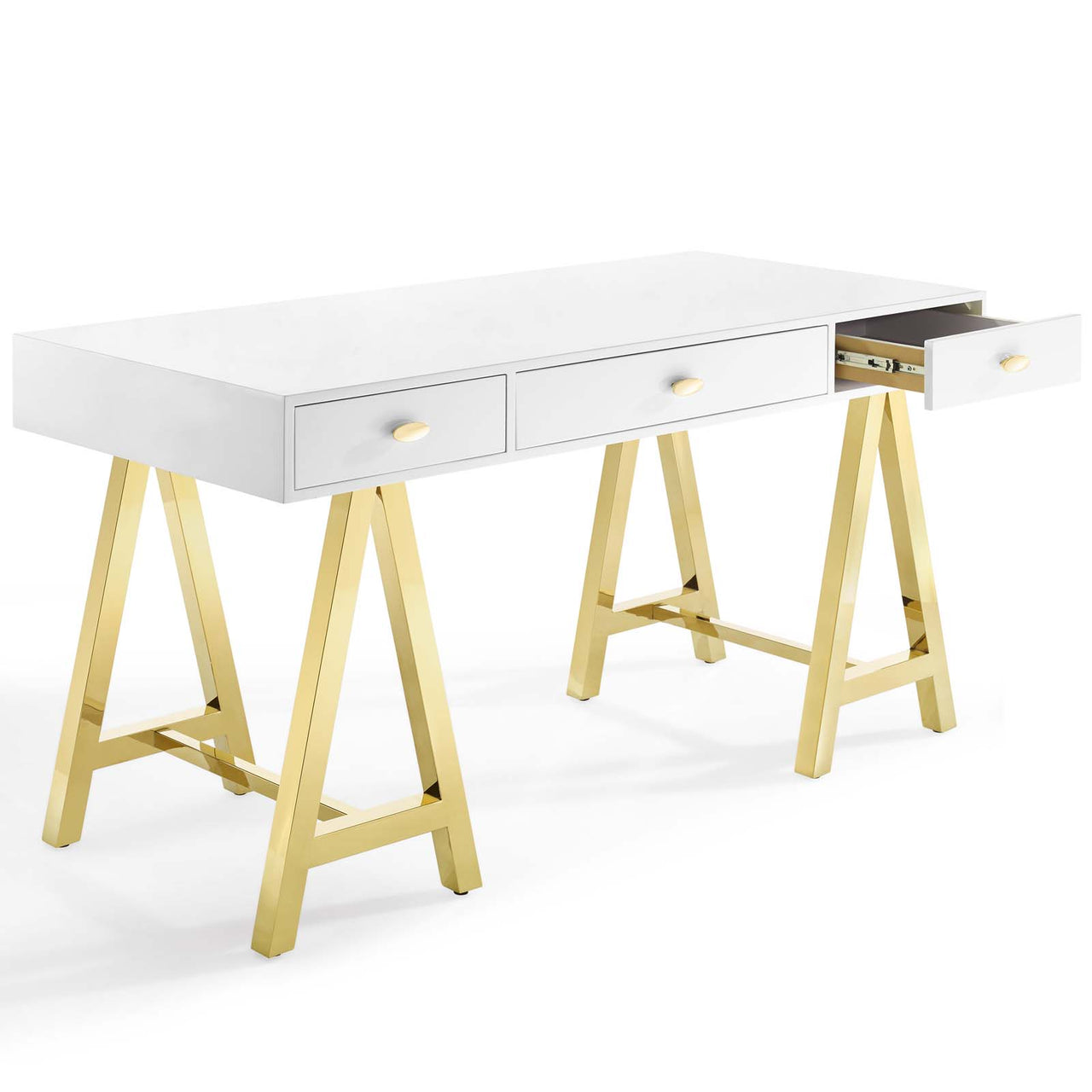 Avaleen Desk, Gold & White