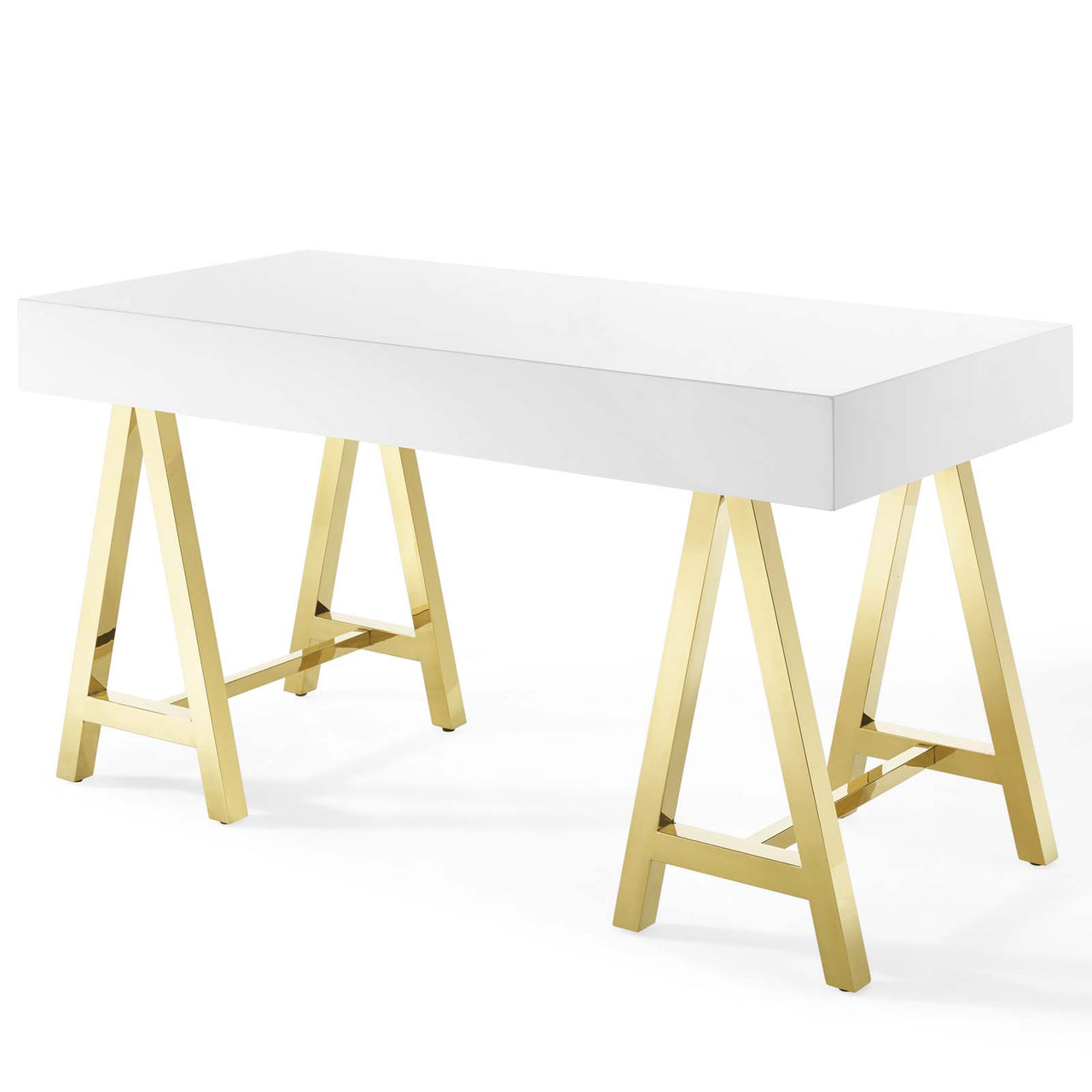 Avaleen Desk, Gold & White