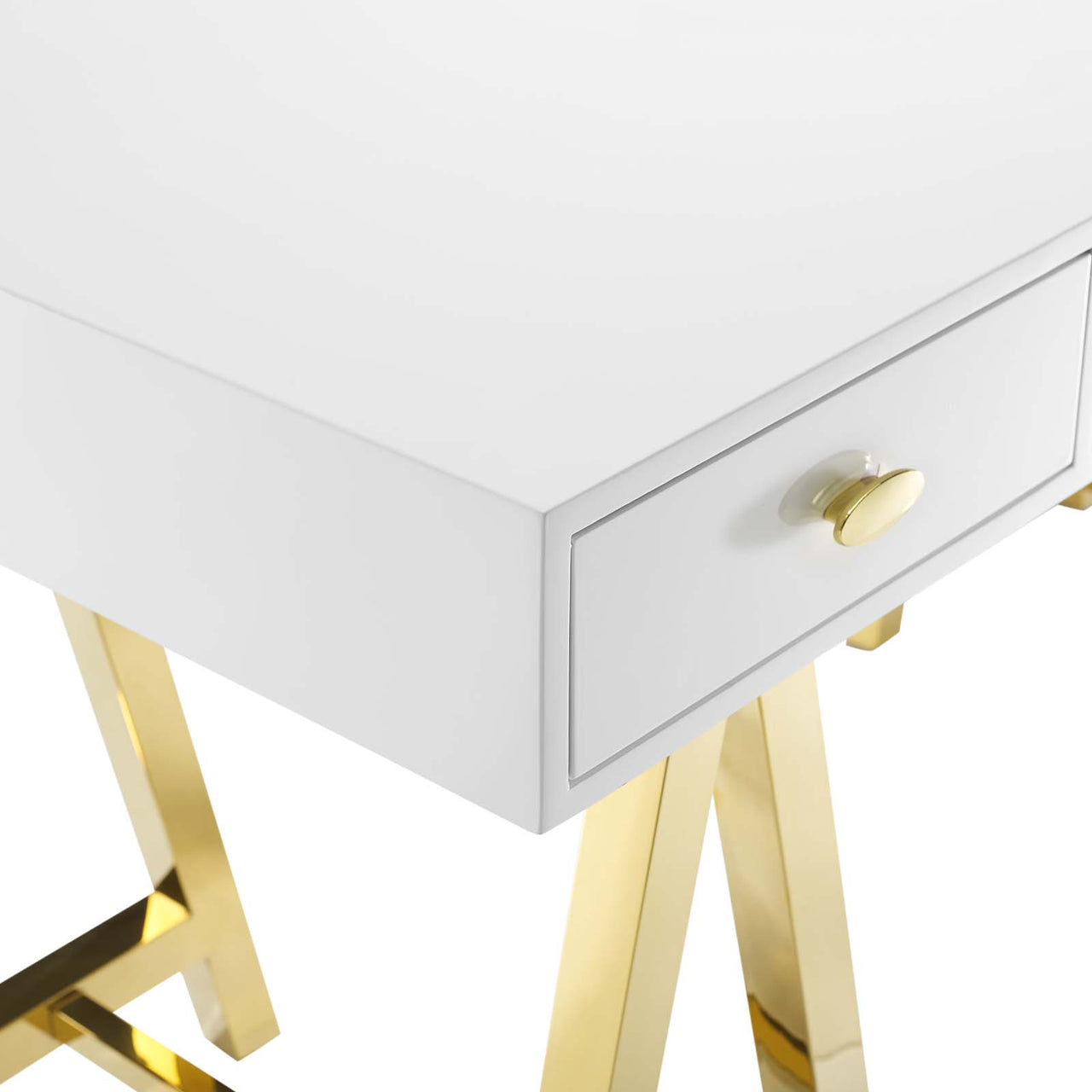 Avaleen Desk, Gold & White