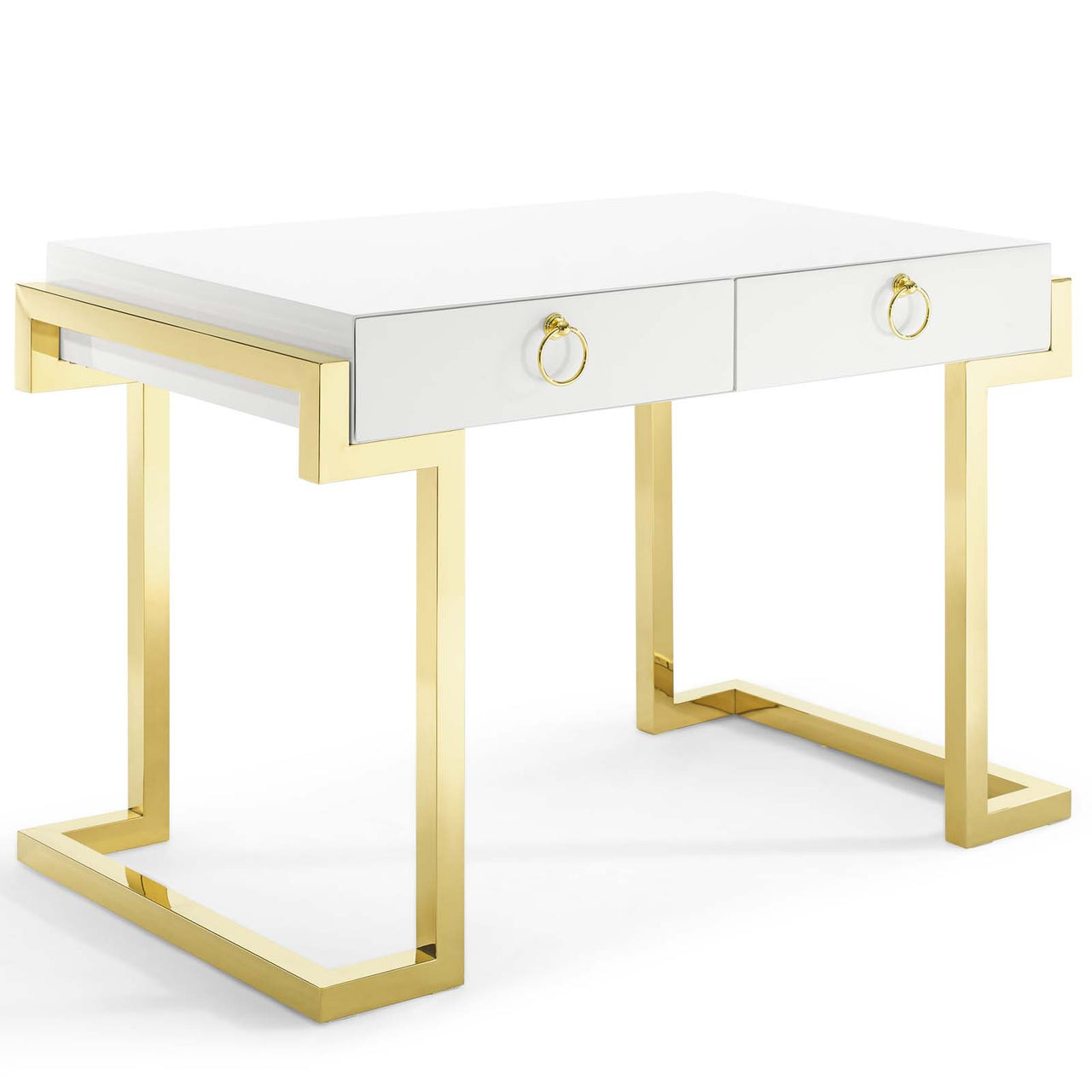 Torvienne Desk, Gold & White