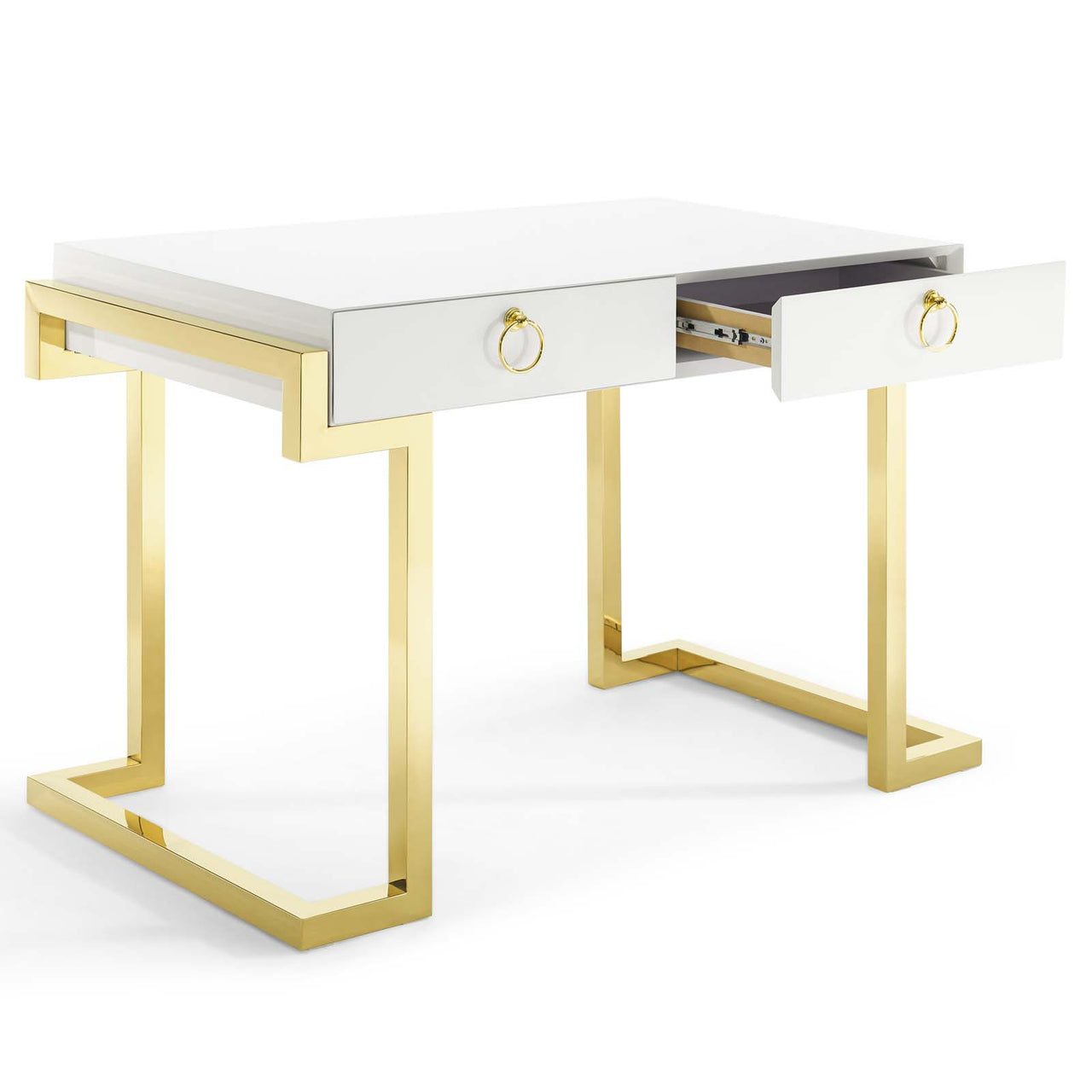 Torvienne Desk, Gold & White