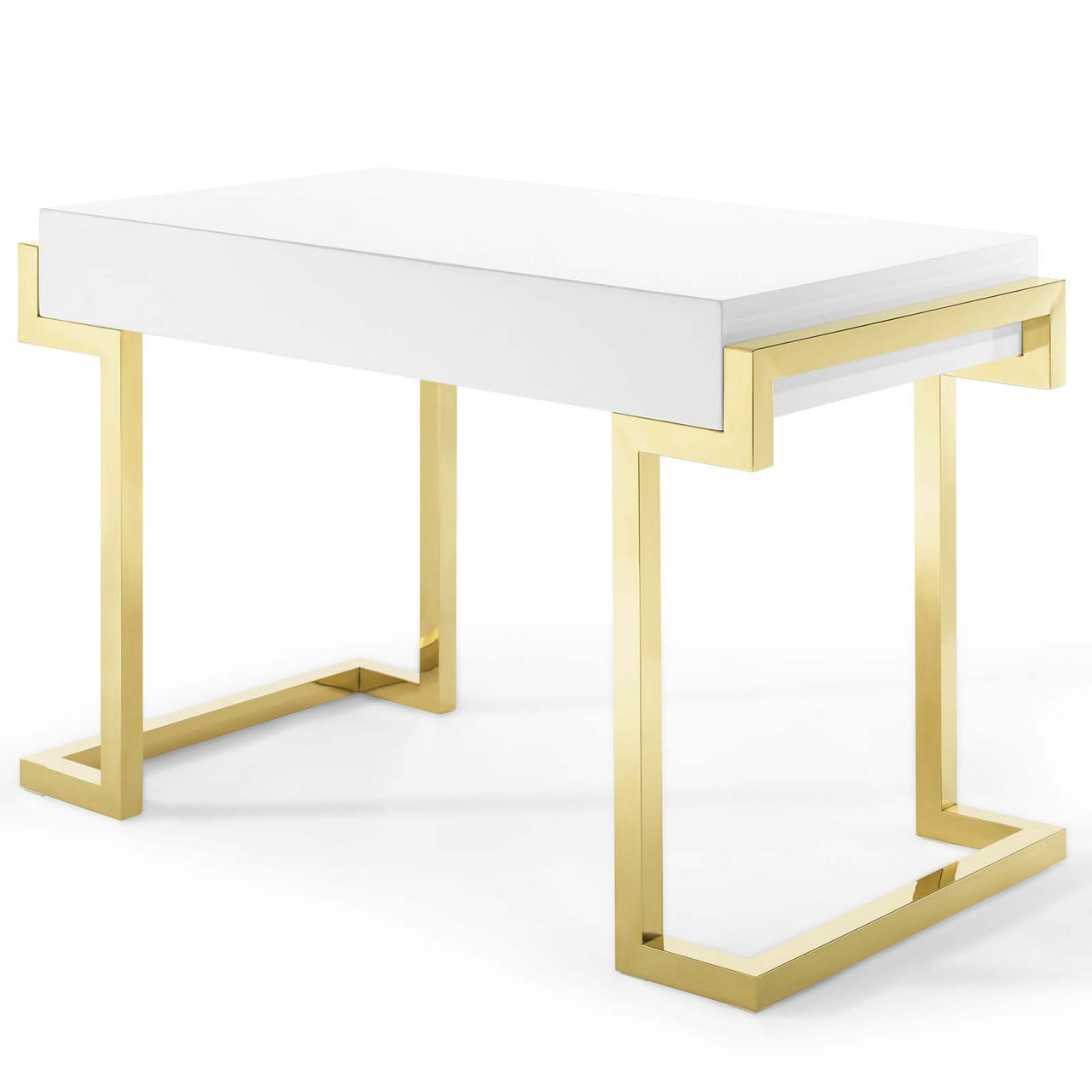 Torvienne Desk, Gold & White