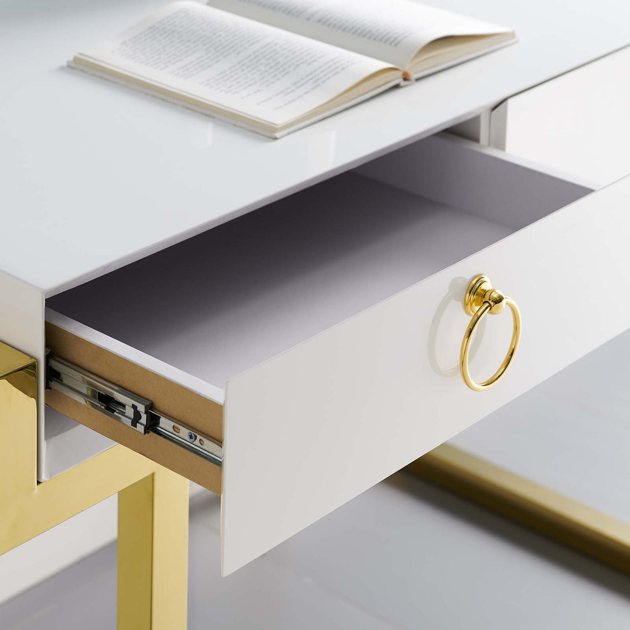 Torvienne Desk, Gold & White