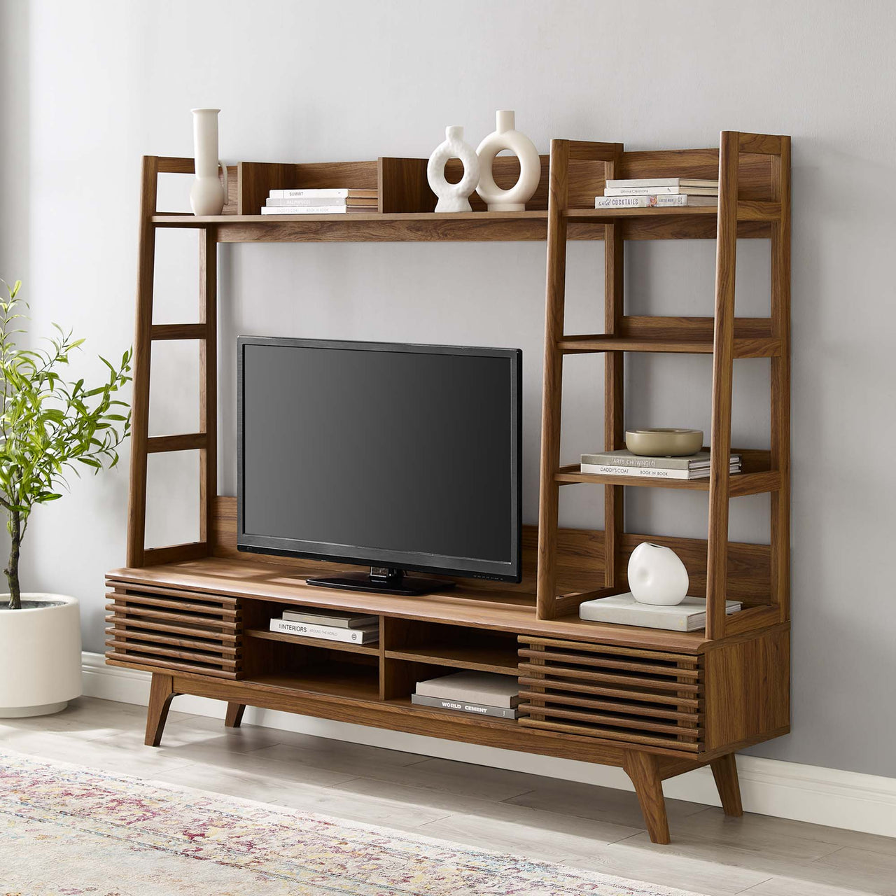 Ventra TV Stand Entertainment Center, Walnut