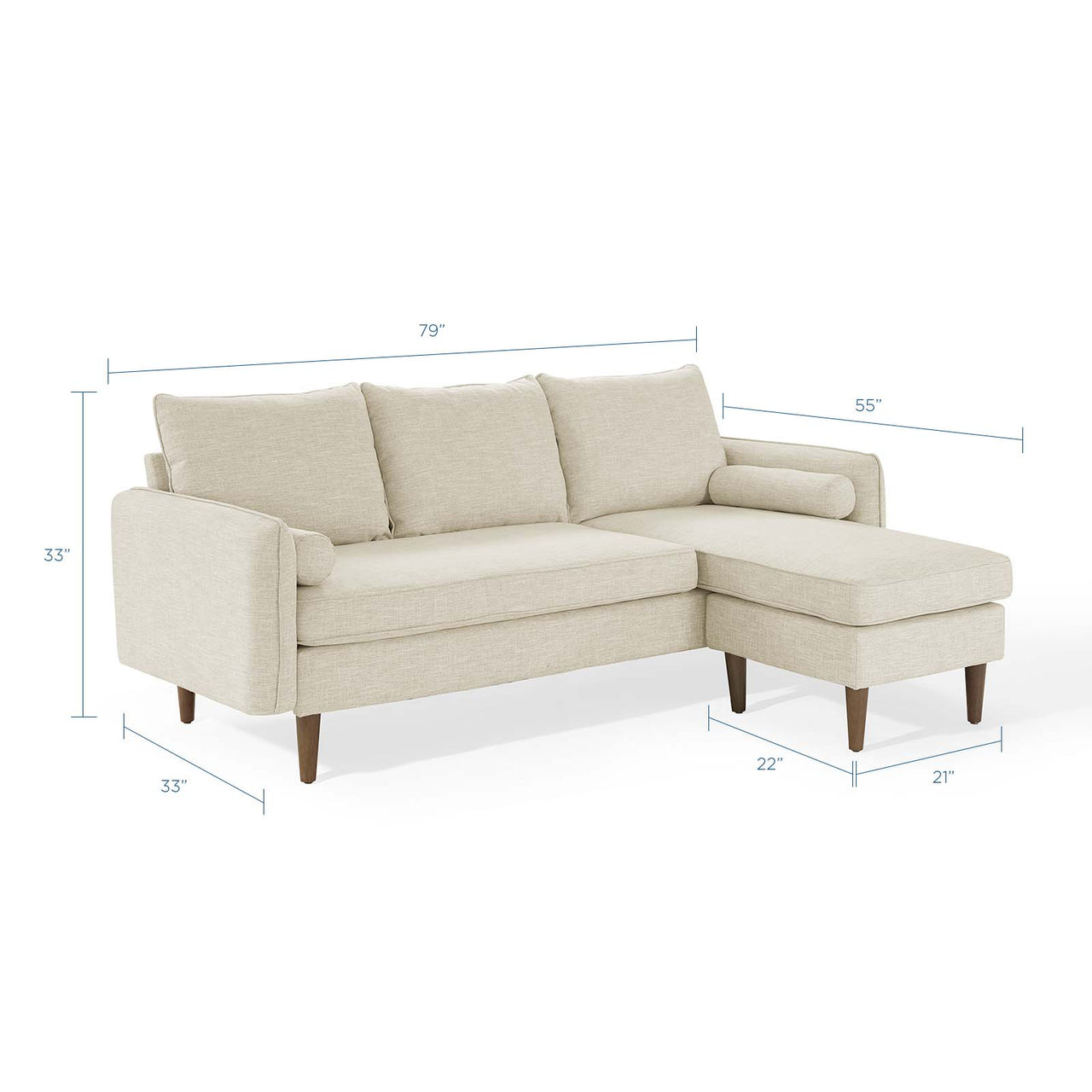 Marindi Plush Reversible Sectional Sofa, Beige