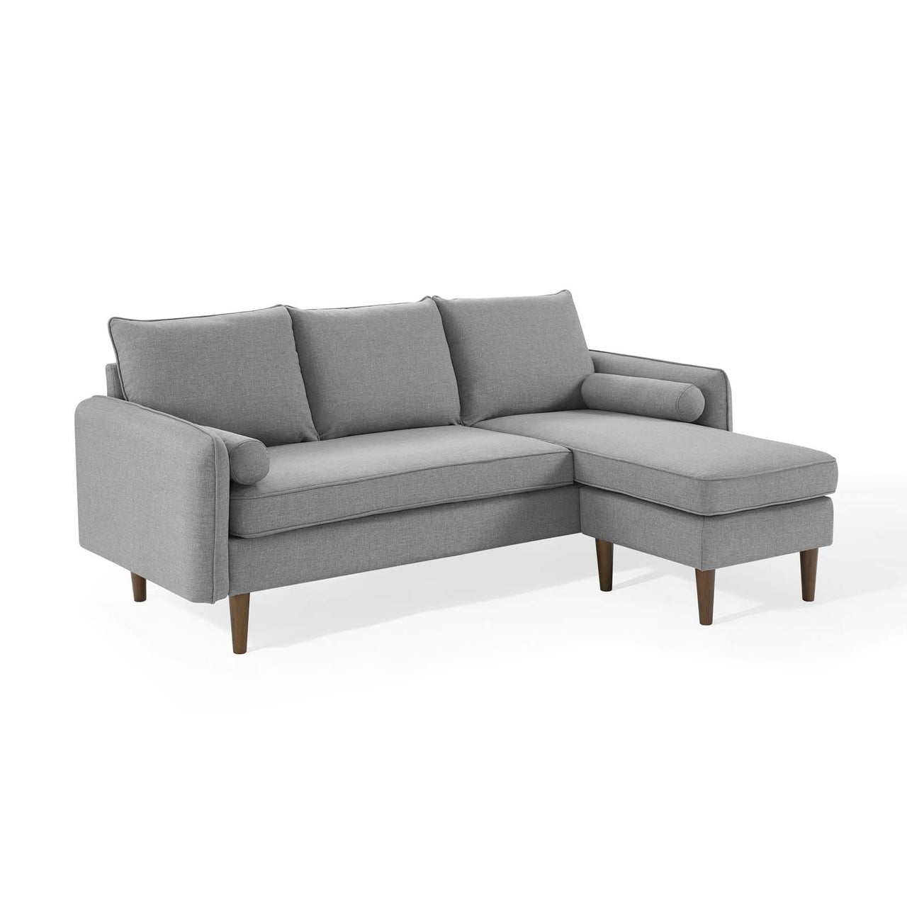 Marindi Plush Reversible Sectional Sofa, Light Gray