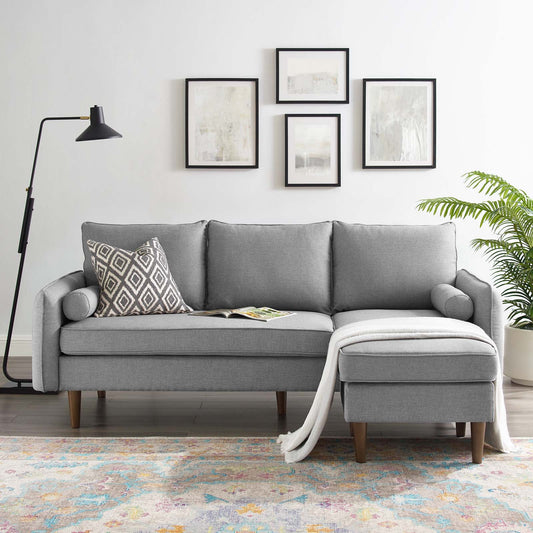 Marindi Plush Reversible Sectional Sofa, Light Gray