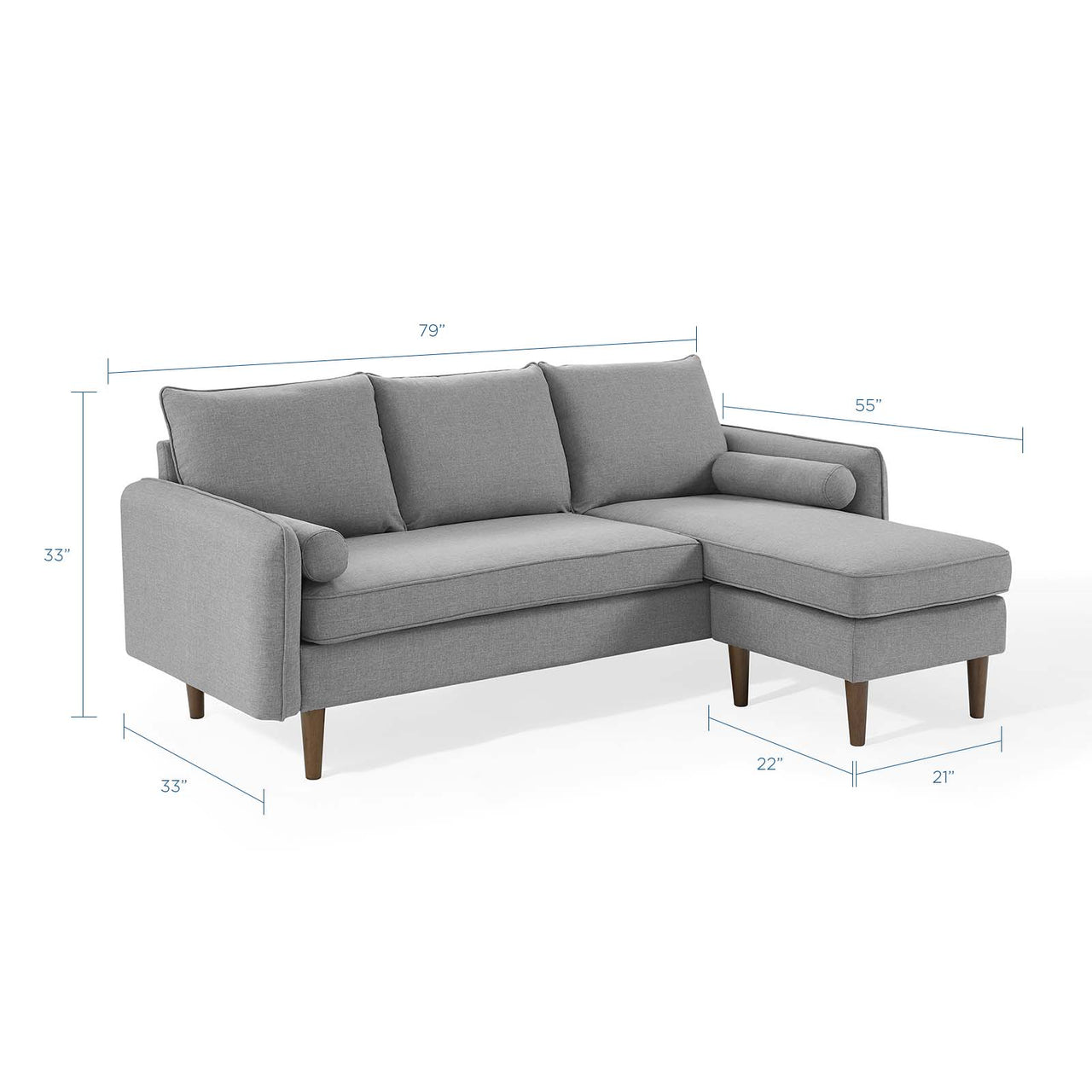 Marindi Plush Reversible Sectional Sofa, Light Gray