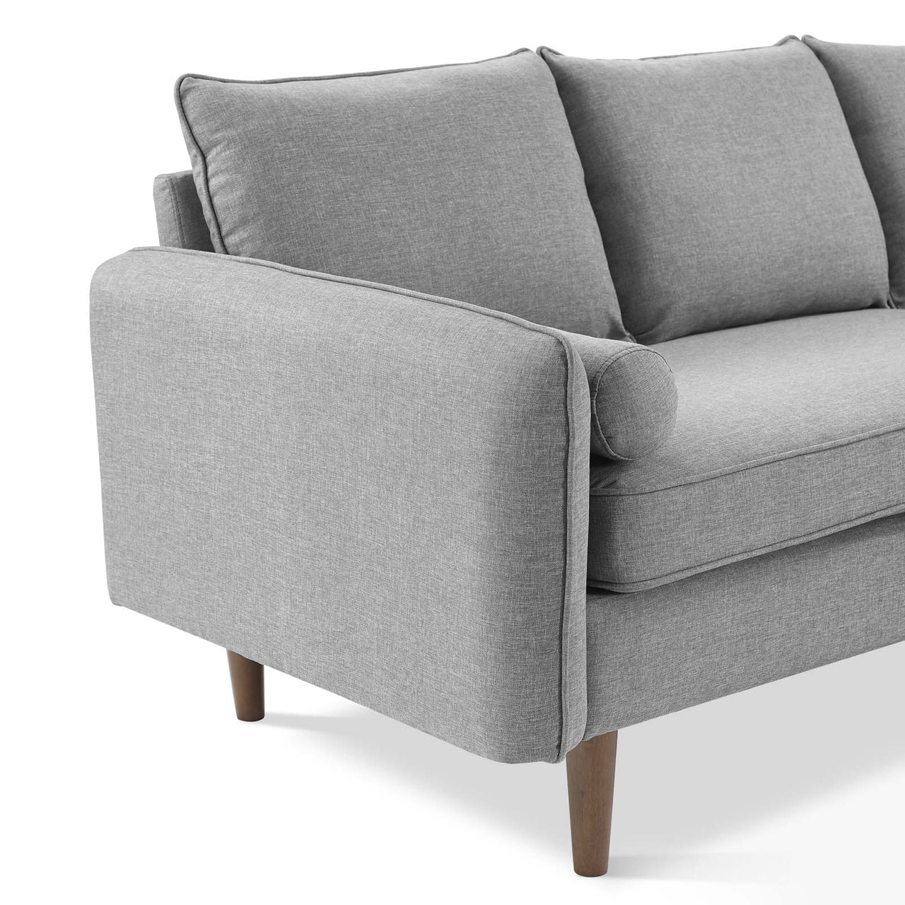 Marindi Plush Reversible Sectional Sofa, Light Gray