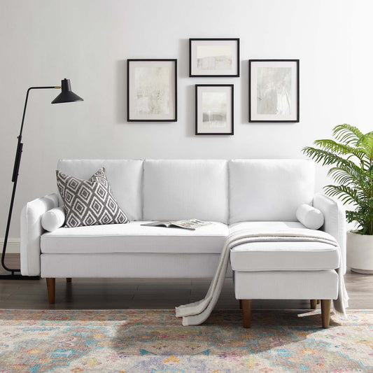 Marindi Plush Reversible Sectional Sofa, White