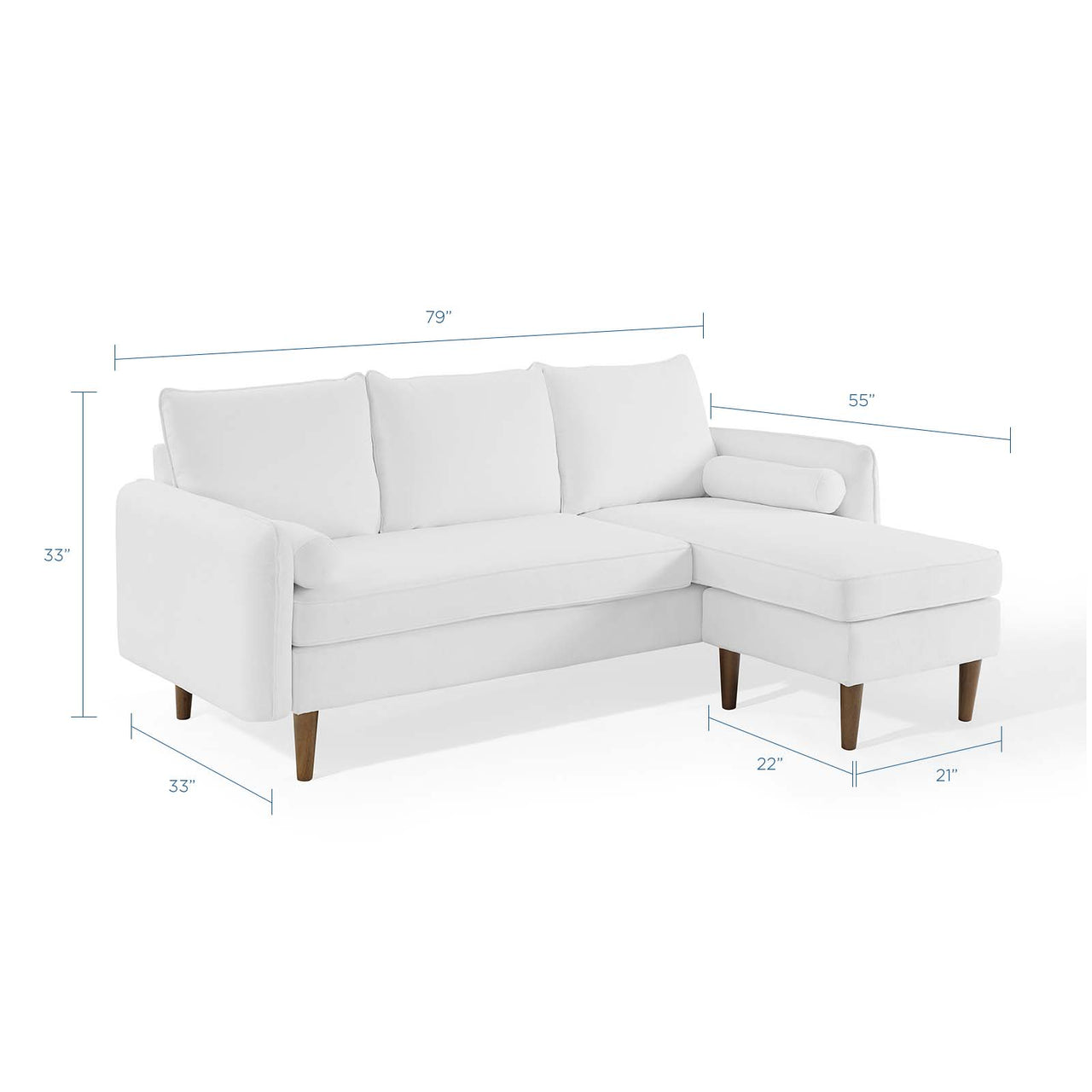 Marindi Plush Reversible Sectional Sofa, White