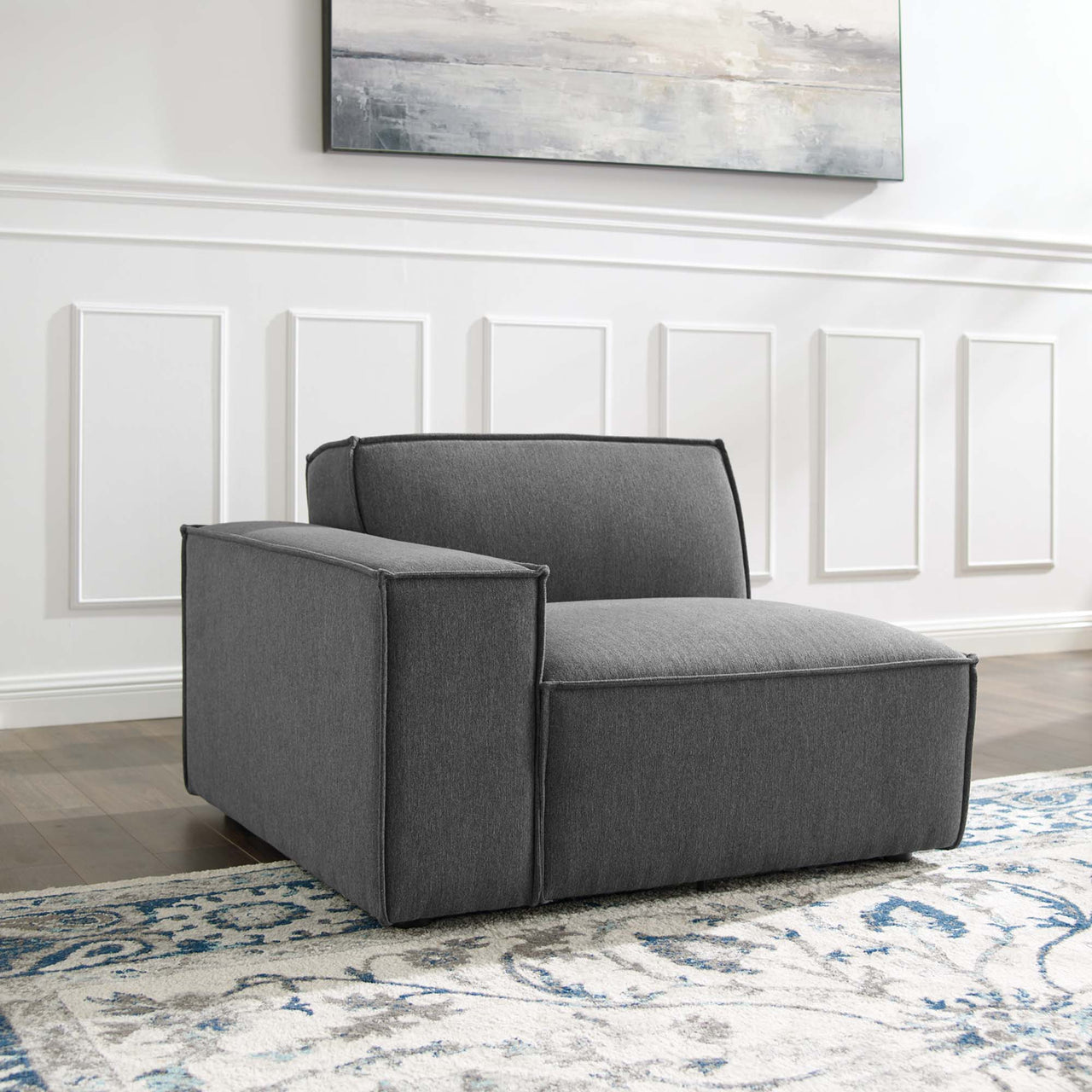 Phoenix Left-Arm Chair | Modular Sectional Component, Charcoal