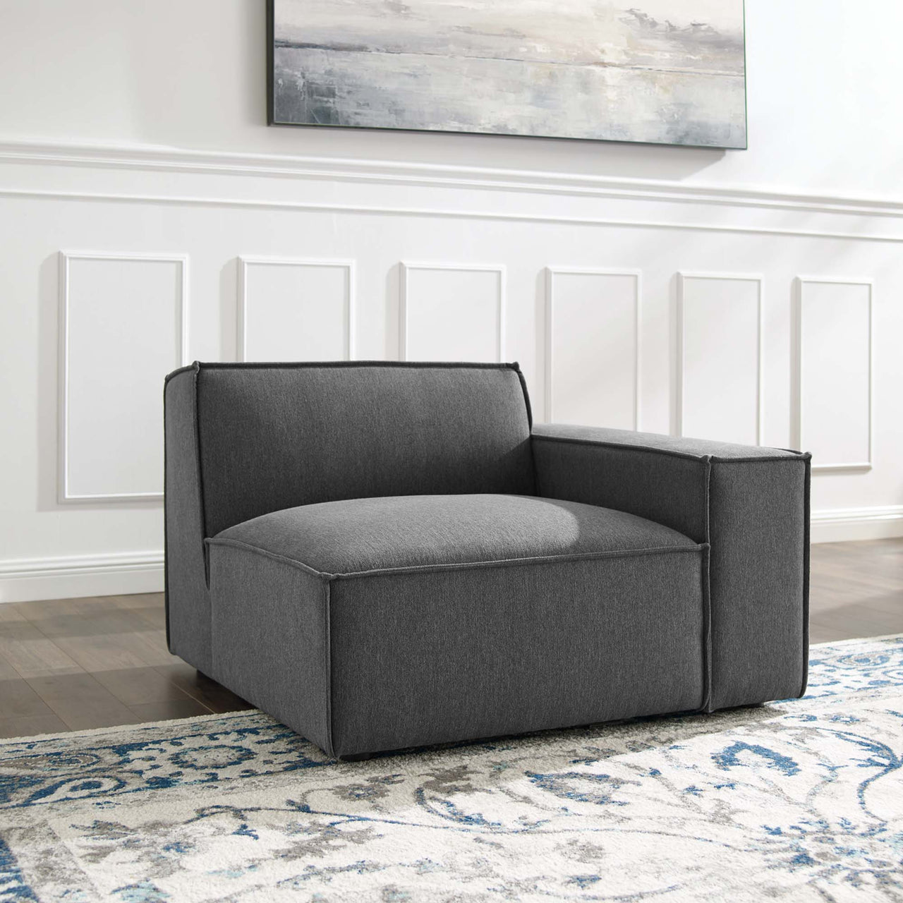 Phoenix Right-Arm Chair | Modular Sectional Component, Charcoal