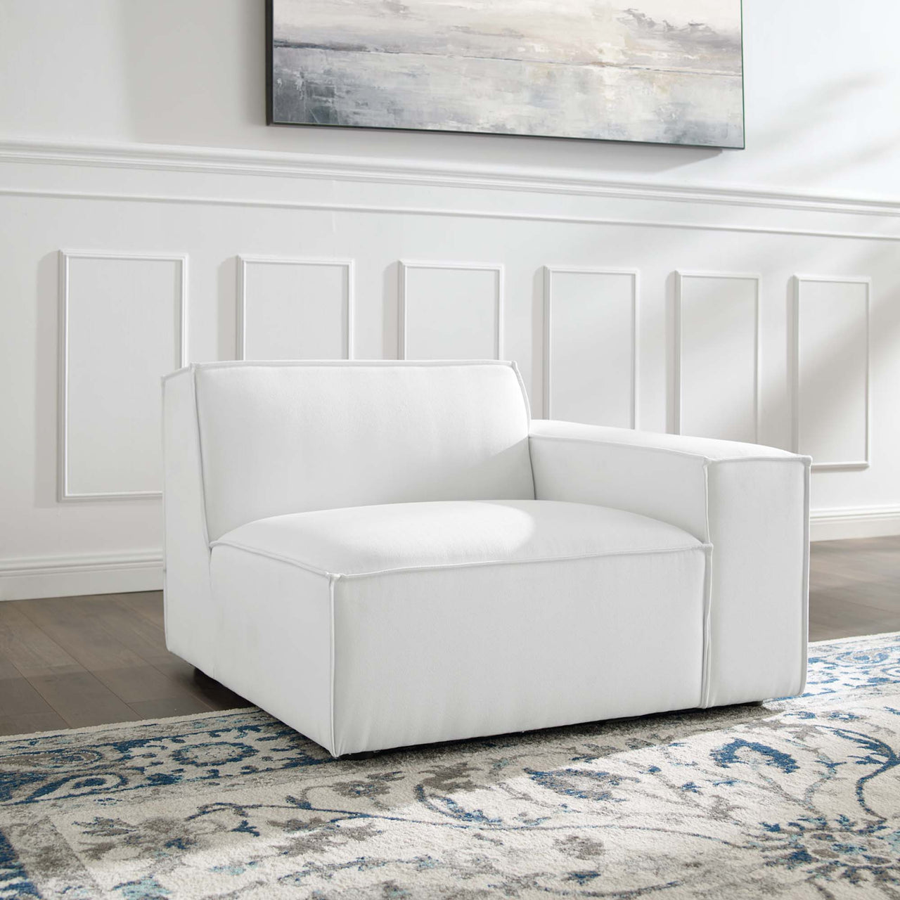 Phoenix Right-Arm Chair | Modular Sectional Component, White