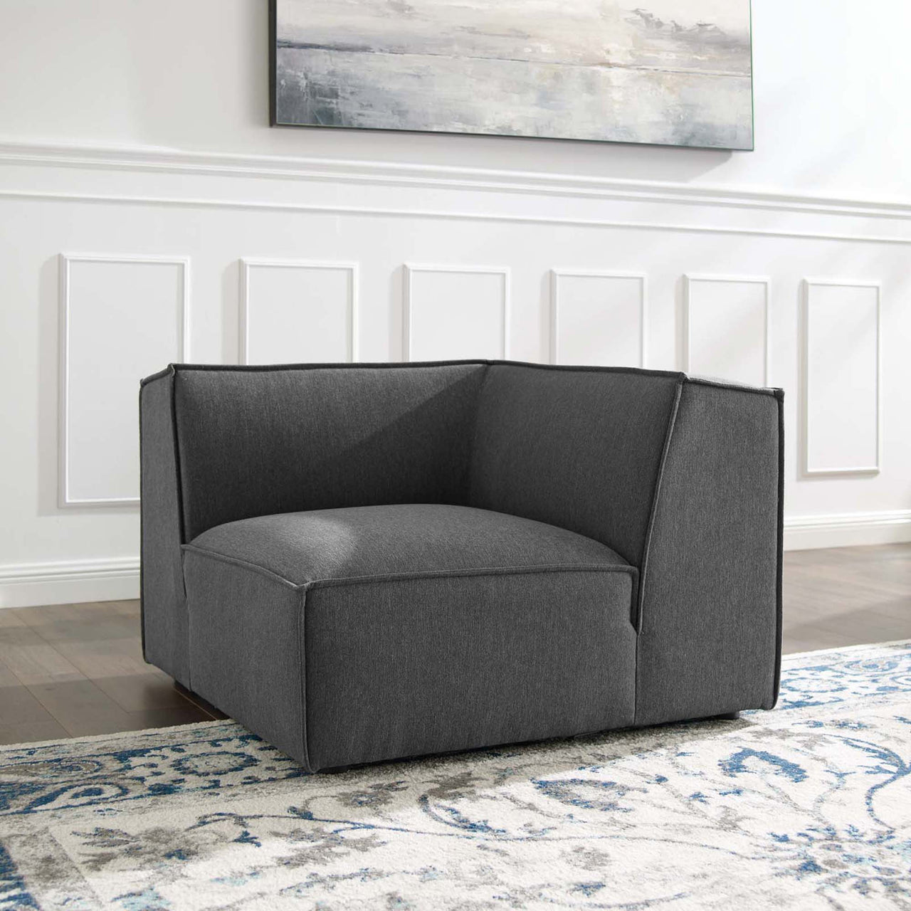 Phoenix Corner Chair | Modular Sectional Component, Charcoal