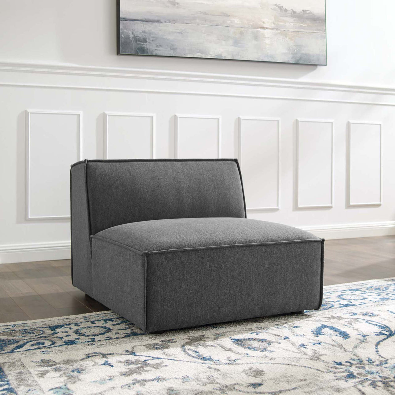 Phoenix Armless Chair | Modular Sectional Component, Charcoal