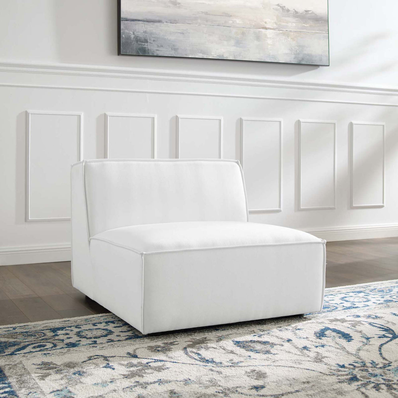 Phoenix Armless Chair | Modular Sectional Component, White