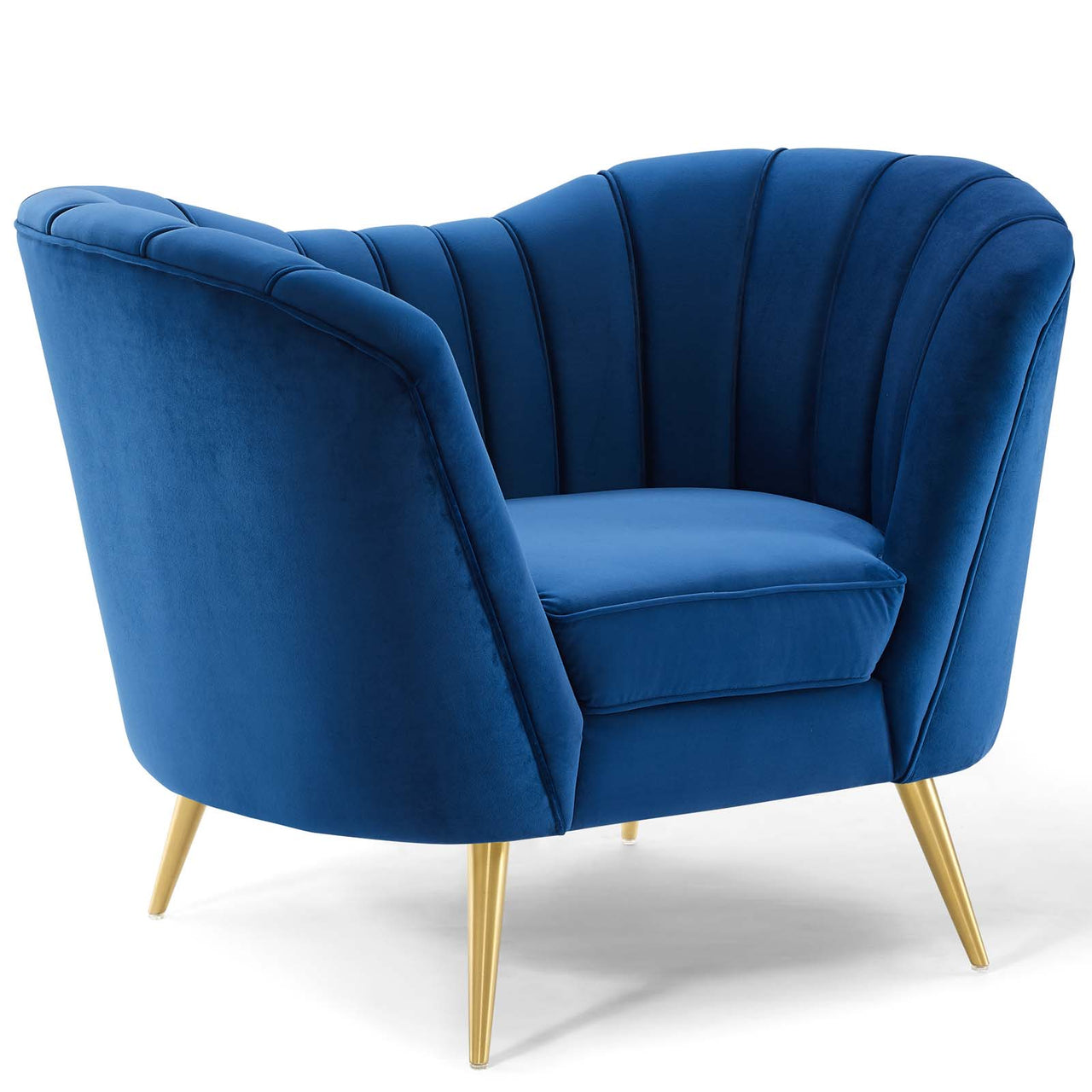 Venus Upholstered Velvet Armchair, Navy