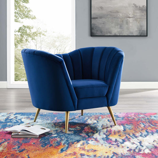 Venus Upholstered Velvet Armchair, Navy