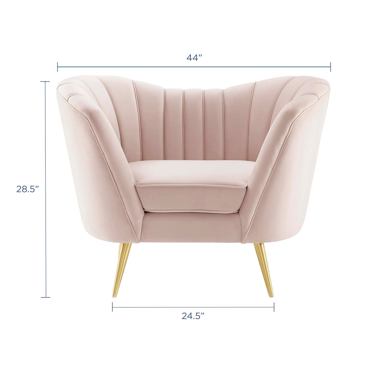 Venus Upholstered Velvet Armchair, Pink