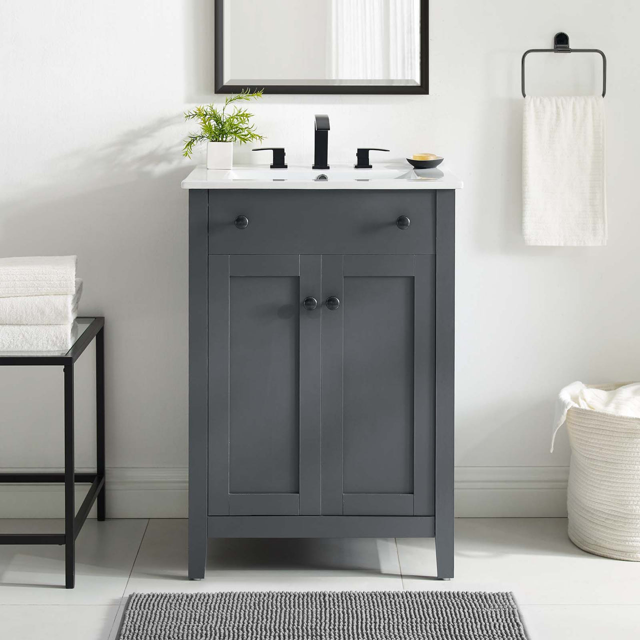 Tucker Vanity Base with Storage, Small, Gray