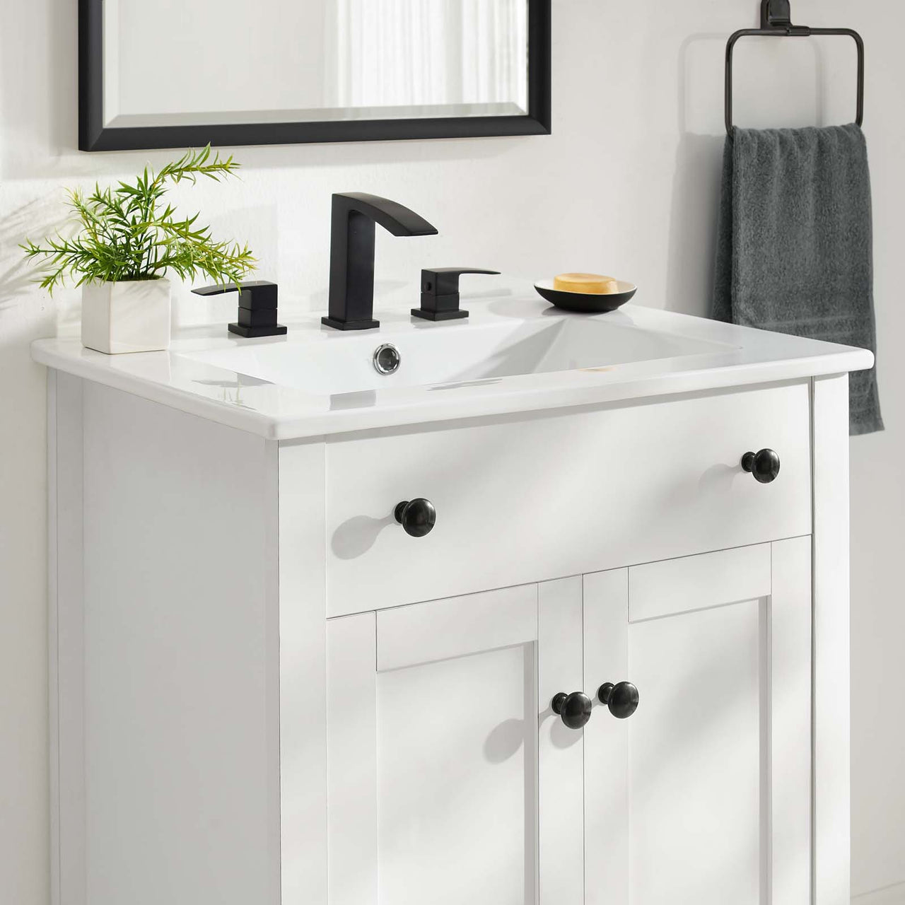 Tucker Vanity Base with Storage, Small, White