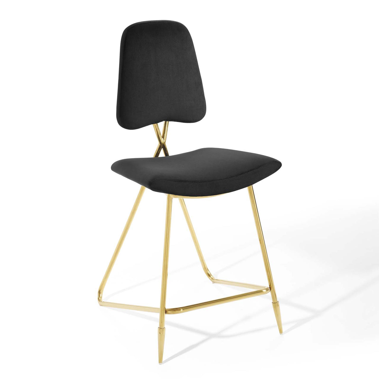Direction Velvet Counter Stool, Black