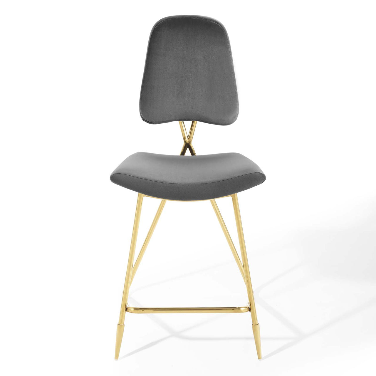 Direction Velvet Counter Stool, Gray