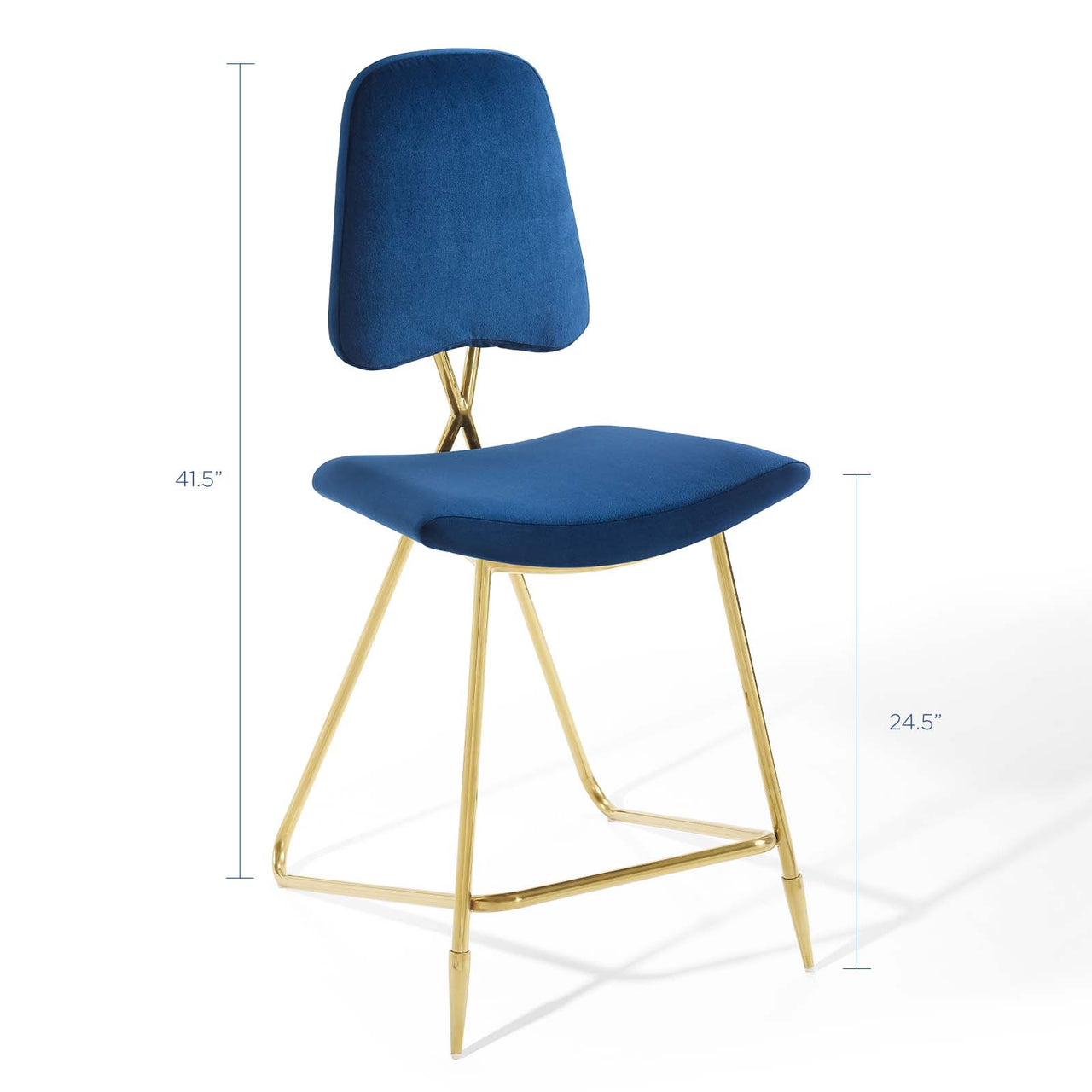 Direction Velvet Counter Stool, Navy
